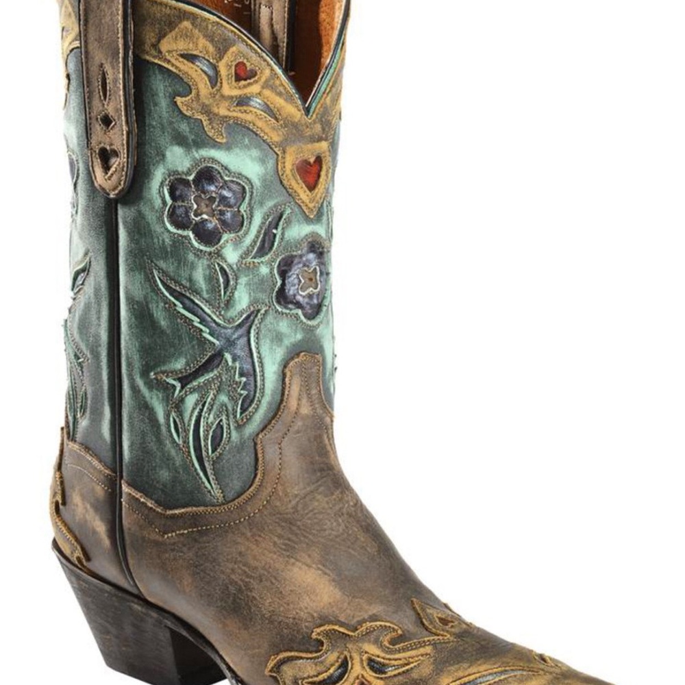 Dan Post Turquoise and Brown Western Boots